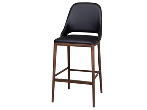 MALVA ÉLITE - High stool in leather and walnut base - Stool by Tonin Casa