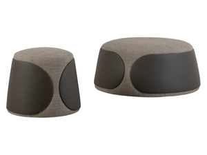 MAMA - Upholstered round fabric and leather pouf - Pouf by Tonin Casa