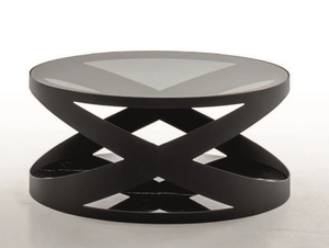 RIMINI - Metal and glass coffee table with marble base - Coffee table by Tonin Casa