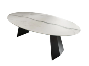 STEEL TABLE - Oval glass ceramic table - Table by Tonon