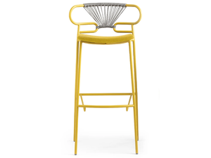 GENOA CROSS - Metal stool with back with integrated cushion - Accessories by TrabA'
