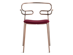 GENOA - Metal restaurant chair with armrests with integrated cushion - Accessories by TrabA'