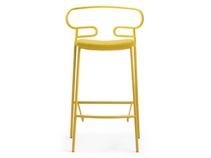 GENOA - Metal stool with footrest with integrated cushion - Accessories by TrabA'
