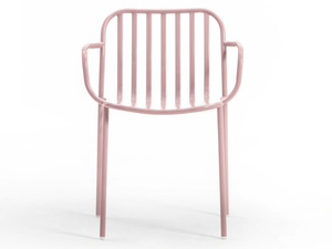 METIS LINE - Stackable metal chair with armrests - Chair by TrabA'