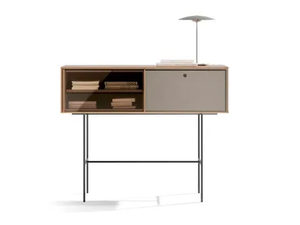 AURA 81 - Walnut console table with shelving - Console by TREKU