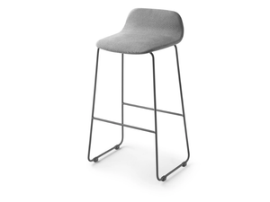 BISELL METAL - Sled base upholstered stool with back - Stool by TREKU