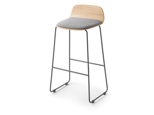 BISELL METAL - Sled base wooden stool with integrated cushion - Accessories by TREKU