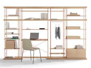 BOST 25 - Open sectional steel and wood bookcase with secretary desk - Cabinet by TREKU