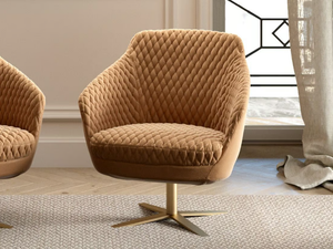 KATY - With 4-spoke base fabric easy chair with armrests - Armchair by Tremolada