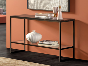 SQUARE - Rectangular glass and marble console table - Console by Tremolada