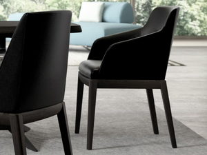 TINA - Upholstered leather chair with armrests - Chair by Tremolada