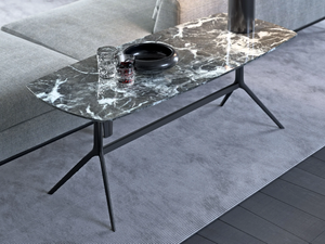 TRIANGLE - Rectangular handmade marble coffee table - Coffee table by Tremolada