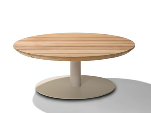 T-TABLE - Round low teak garden side table - Side table by TRIBÙ