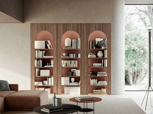 ARCO - Open wooden bookcase with built-in lights - Cabinet by TUMIDEI