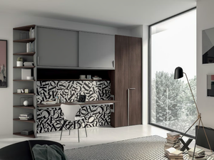 ON-OFF CONFIGURATION 265 - Pull-down single bed with cabinet - Bed frame by TUMIDEI