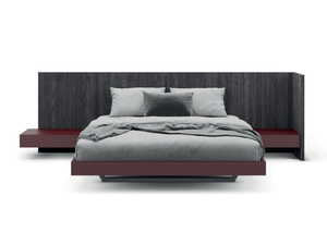 RIM - Wooden double bed with integrated nightstands - Bed frame by TUMIDEI