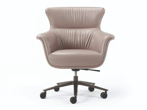 BLUES - Leather executive chair with 5-spoke base with armrests - Office Chair by Turri