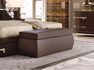 DIAMOND - Upholstered rectangular leather pouf - Pouf by Turri