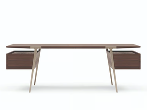 DOMUS - Rectangular wooden office desk with drawers - Desk by Turri