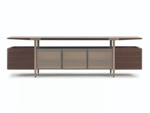 DOMUS - Wood and glass sideboard with doors - Cabinet by Turri
