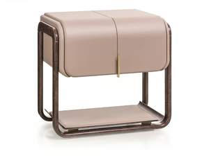 ECLIPSE - Rectangular leather bedside table with drawers - Side table by Turri