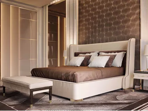 NOIR - Leather double bed - Bed frame by Turri