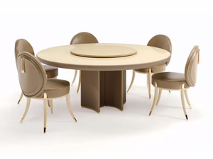 NOIR - Round marble contract table with Lazy Susan - Table by Turri