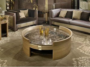 NUMERO TRE - Low round marble coffee table - Coffee table by Turri