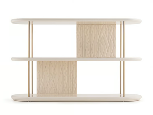 ROMA - Open wooden and leather bookcase - Cabinet by Turri