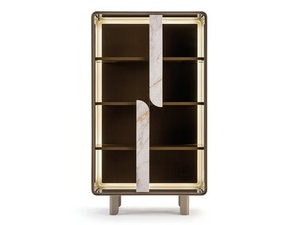 SOUL - Wood and glass display cabinet with integrated lighting - Cabinet by Turri