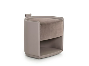 VINE - Leather and fabric pouf with integrated magazine rack - Pouf by Turri