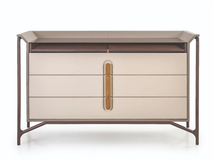 VINE - Leather chest of drawers with integrated handles - drawer by Turri