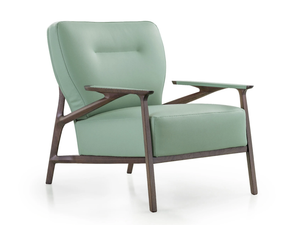 VINE - Leather easy chair with armrests - Armchair by Turri