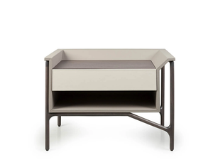 VINE - Rectangular leather bedside table - Side table by Turri