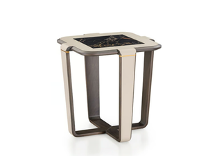 VINE - Square solid wood and leather coffee table - Coffee table by Turri