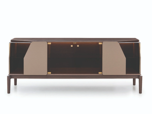 VINE - Wood and glass sideboard with doors with integrated lighting - Cabinet by Turri