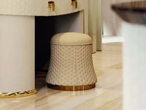 VOGUE - Upholstered round leather pouf - Pouf by Turri