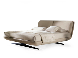 BIGGIE - Leather double bed with upholstered headboard - Bed frame by Twils