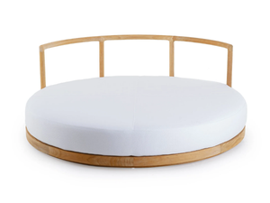 PEVERO - Round garden bed in acrylic fabric and teak - Bed frame by Unopiù