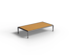 TREBLE - Low rectangular aluminium and teak coffee table - Side table by Unopiù