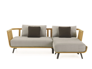 WELCOME - Sectional garden sofa in teak and acrylic fabric - Sofa by Unopiù