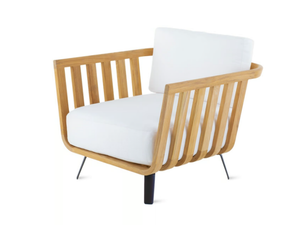 WELCOME - Teak and acrylic fabric garden armchair - Armchair by Unopiù