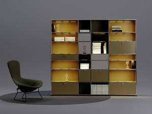 USM HALLER E - Modular shelving unit with built-in lights - Cabinet by USM