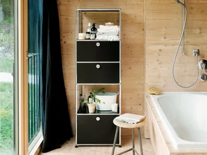 USM HALLER - Wall-mounted sectional steel bookcase with drawers - Cabinet by USM