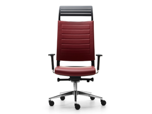 EXPO LIGHT LUSSO - Swivel leather office chair with headrest - Office Chair by VAGHI