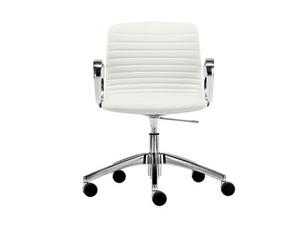 UNION GUEST - Swivel upholstered leather office chair with armrests - Office Chair by VAGHI