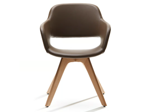 WIZARD - Upholstered chair with armrests and 4-legged wooden base - Chair by VAGHI