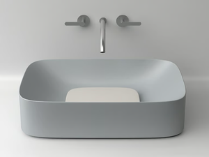 ACQUERELLO - Countertop rectangular single ceramic washbasin - Washbasin by Valdama