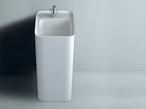 CAMEO - Freestanding ceramic washbasin with face wall/floor drainage - Washbasin by Valdama