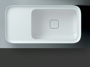 CAMEO - Inset rectangular ceramic washbasin with integrated countertop - Washbasin by Valdama